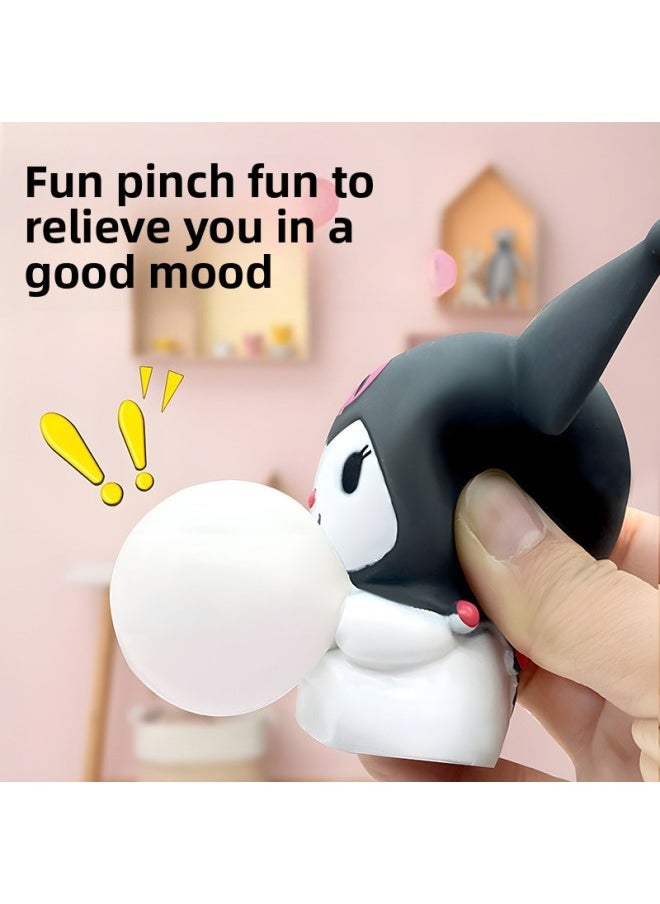 Generic - Sanrio Kulomi Blowing Bubbles Slow Rebound Decompression Artifact Vent Cartoon Decompression Pinch Music Non-toxic Stall-Color:[little Black Luo + Little Pink Rabbit] 2 Pack--[fun Pinch Fun] Unzip A Good Mood - Image 1
