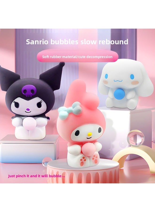 Generic - Sanrio Kulomi Blowing Bubbles Slow Rebound Decompression Artifact Vent Cartoon Decompression Pinch Music Non-toxic Stall-Color:[little Black Luo + Little Pink Rabbit] 2 Pack--[fun Pinch Fun] Unzip A Good Mood - Image 1