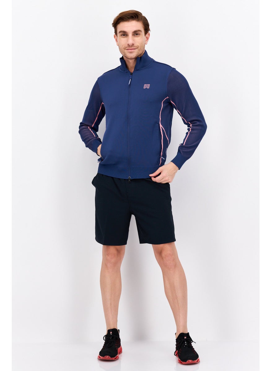 Free Soul Men High Neck Brand Logo Jacket Shirt, Navy Blue  - Image 4