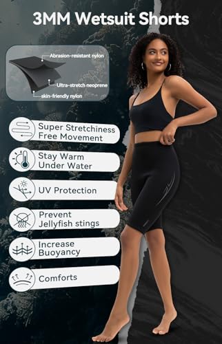 XUKER Wetsuit Shorts Women 3mm, Neoprene Shorts Womens Wet Suits for Water Sports Pool Swimming Snorkeling Floating Canoeing Aerobics - Image 3