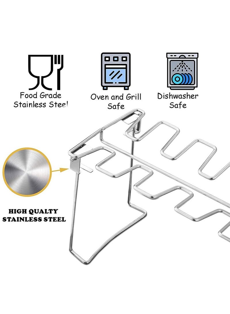 KASTWAVE حامل أفخاذ وأجنحة دجاج للشواء المدخن الفرن سهل الاستخدام 14 فتحة حامل أفخاذ دجاج من الفولاذ المقاوم للصدأ عالي الجودة حامل أجنحة دجاج حامل أفخاذ دجاج لطهي مثالي BBQ نزهة - Image 3