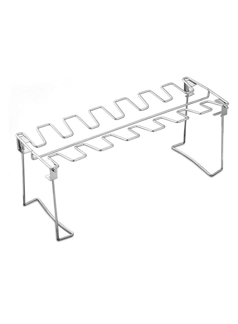 KASTWAVE حامل أفخاذ وأجنحة دجاج للشواء المدخن الفرن سهل الاستخدام 14 فتحة حامل أفخاذ دجاج من الفولاذ المقاوم للصدأ عالي الجودة حامل أجنحة دجاج حامل أفخاذ دجاج لطهي مثالي BBQ نزهة - Image 5