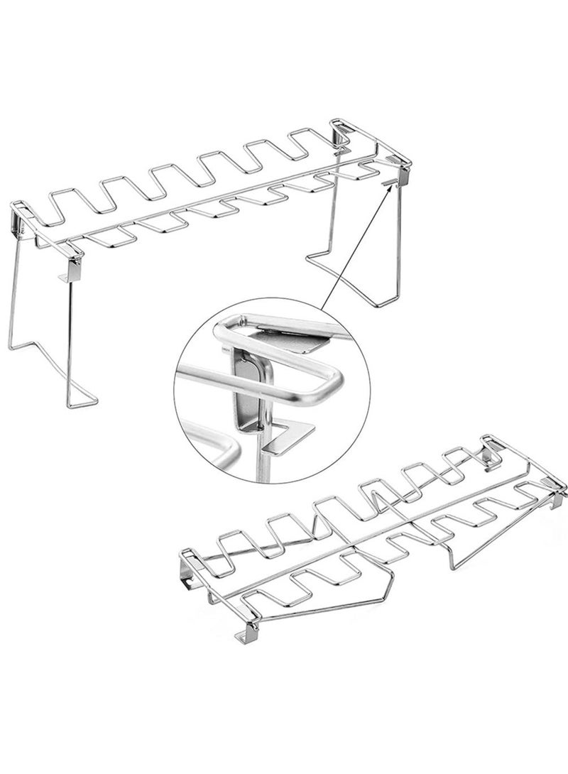 KASTWAVE حامل أفخاذ وأجنحة دجاج للشواء المدخن الفرن سهل الاستخدام 14 فتحة حامل أفخاذ دجاج من الفولاذ المقاوم للصدأ عالي الجودة حامل أجنحة دجاج حامل أفخاذ دجاج لطهي مثالي BBQ نزهة - Image 4