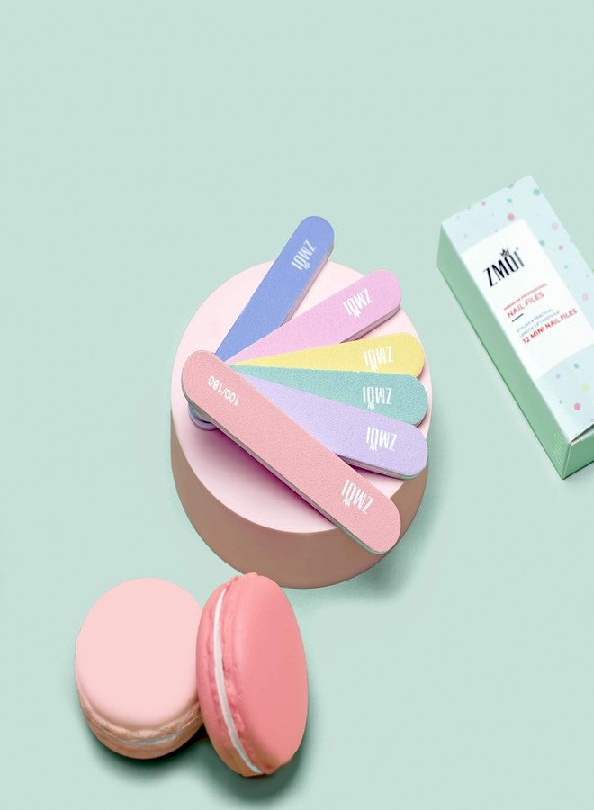 ZMOI Professional Mini Nail File - 12 Count (Pack of 2) Stylish Practical Fingernail File for Natural and Acrylic Nails 100/180 Emery Boards (Macaroon Color) - Image 5