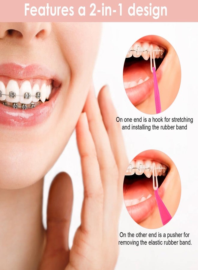 HaiFafafaing 200 Pcs Braces Rubber Band Tool, Colorful Plastic Orthodontic Rubber Band with Hook and Pusher, Disposable Dental Rubbers Bands for Braces - Image 4