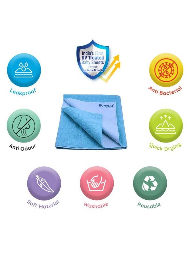 Bumtum Baby Dry Sheet Waterproof Soft Fleece Baby Bed Protector ; Antibacterial & Odour Free ; Extra Absorbant Reuseable & Washable (Grape + Royal Blue Combo Large Size 100 * 140Cm Pack Of 2) - Image 3