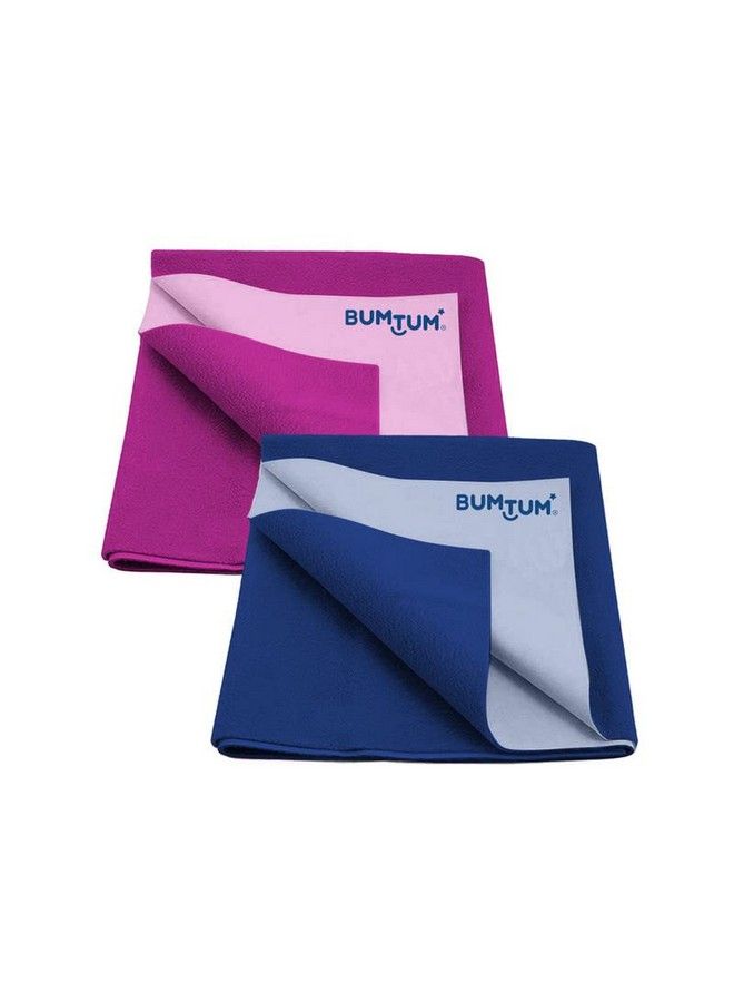 Bumtum Baby Dry Sheet Waterproof Soft Fleece Baby Bed Protector ; Antibacterial & Odour Free ; Extra Absorbant Reuseable & Washable (Grape + Royal Blue Combo Large Size 100 * 140Cm Pack Of 2) - Image 1
