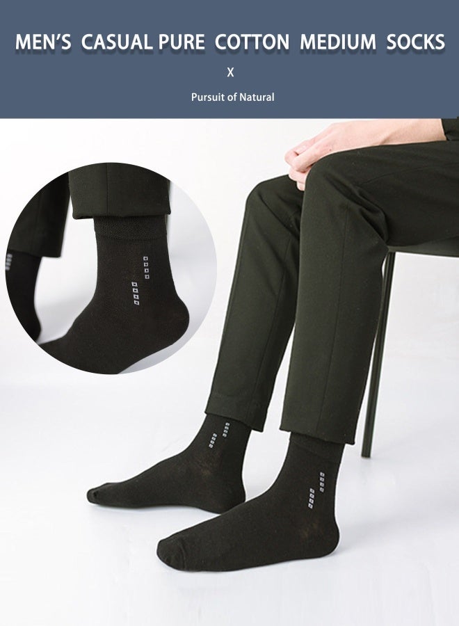 ILMR 6 Pair 100% Cotton Men's Socks: Mid-Calf, Formal, Moisture-Wicking, Suitable for All Seasons in Pure Black for Business Casual Wear - Image 3