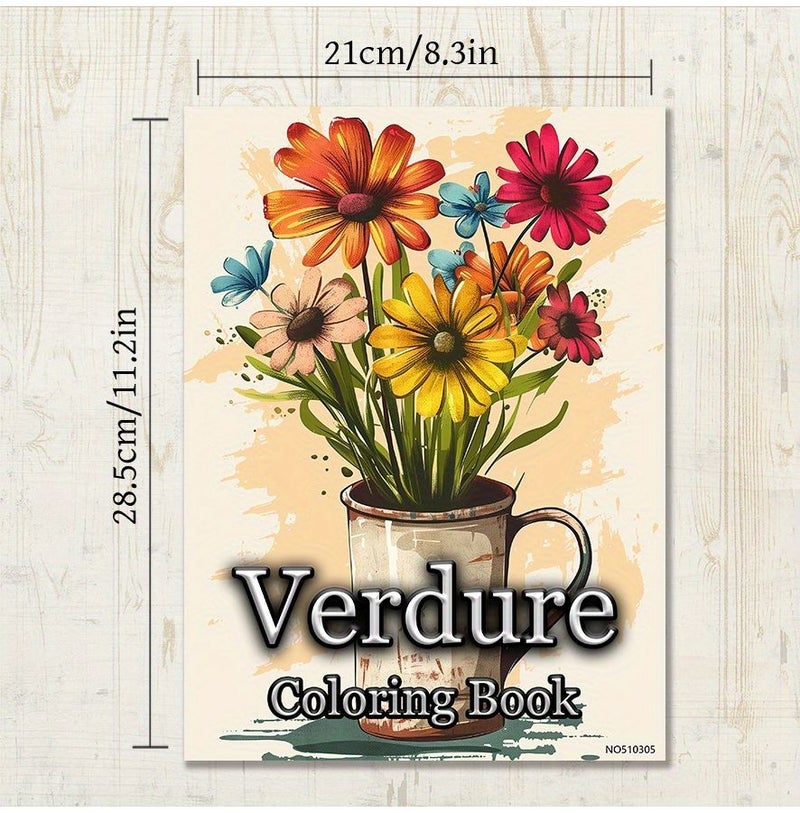 Verdure Coloring Book 1pc 22 Pages Stress Relief for Adults and Teens - Image 2