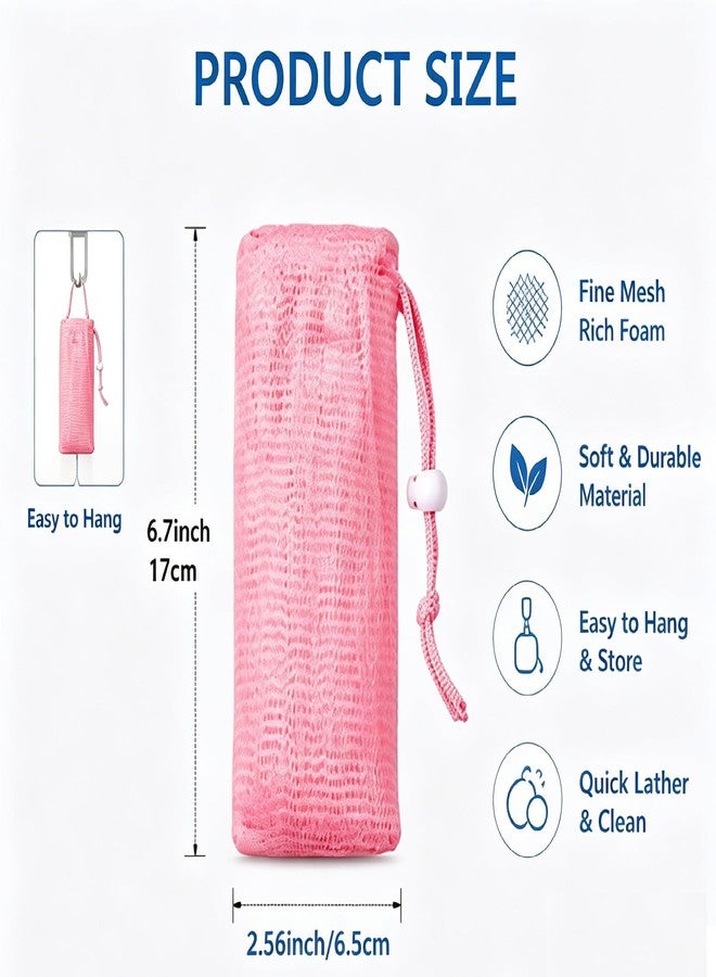 Pluzmecalm 6 PCS Exfoliating Mesh Soap Pouch Bubble Net for Sack Saver Pouch Drawstring Foaming Net for Body Facial Cleaning Tool, 5 Colors - Image 2