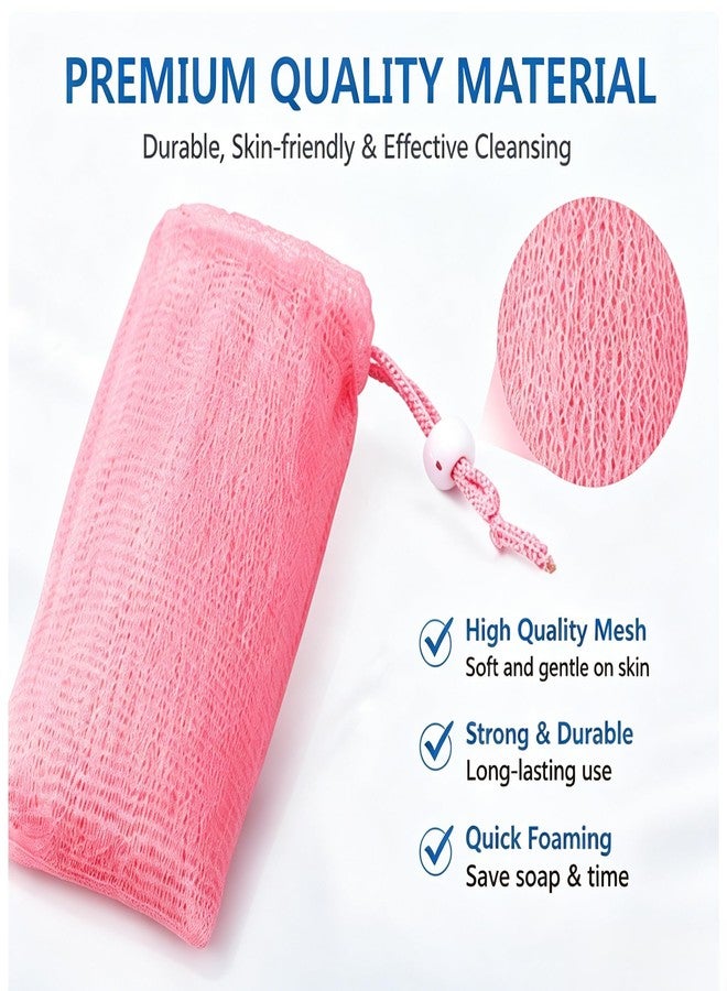 Pluzmecalm 6 PCS Exfoliating Mesh Soap Pouch Bubble Net for Sack Saver Pouch Drawstring Foaming Net for Body Facial Cleaning Tool, 5 Colors - Image 4