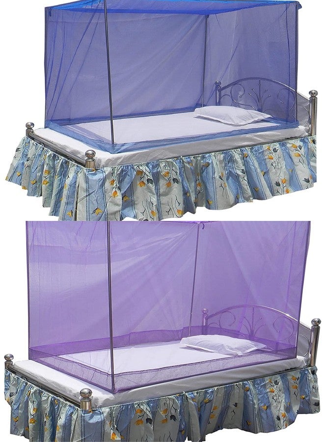Neekshaa Combo Pack of 2 Mosquito Net for Single Bed Polyester Mosquito Net for Baby | Bedroom | Family_Size-6x3 FT_Color-Blue,Purple - Image 1