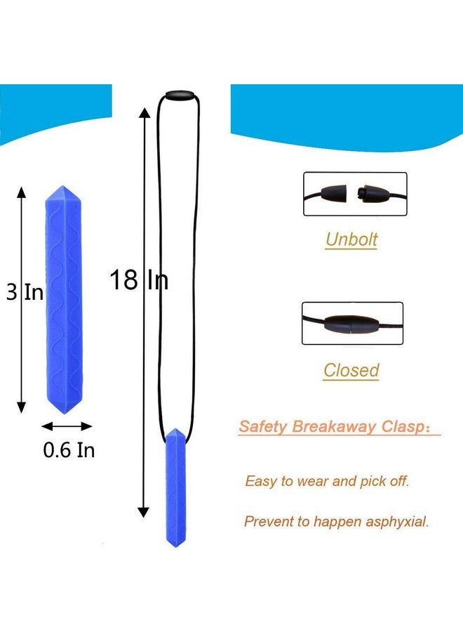 GNAWRISHING GNAWRISHING Sensory Chew Necklace 1-Pieces-Diamond Chew Necklaces for Kids with Autism, ADHD, SPD, Chewing, Oral Motor (Baby Blue) - Image 4