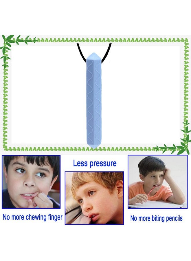 GNAWRISHING GNAWRISHING Sensory Chew Necklace 1-Pieces-Diamond Chew Necklaces for Kids with Autism, ADHD, SPD, Chewing, Oral Motor (Baby Blue) - Image 2