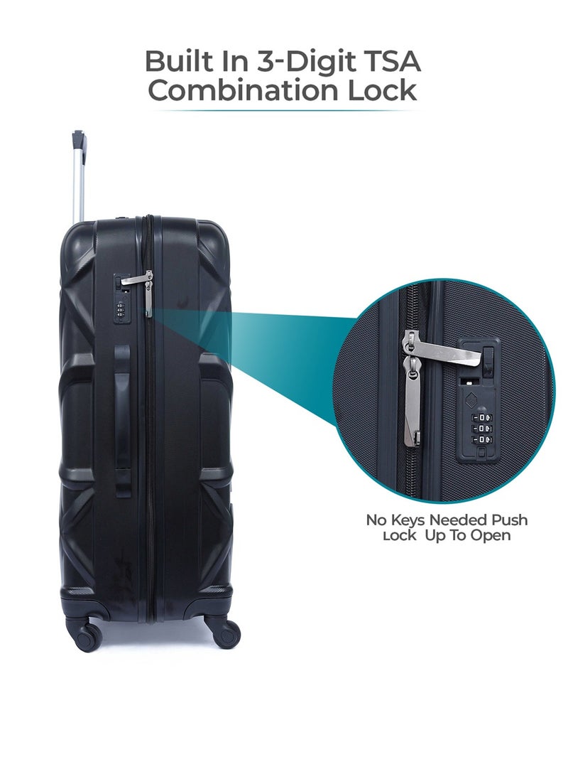 PARAJOHN Matrix 28-Inch Large ABS Hard Case Checked-In Luggage Trolley Bag with 8 Spinner Wheels and Lock – Black  - Image 4