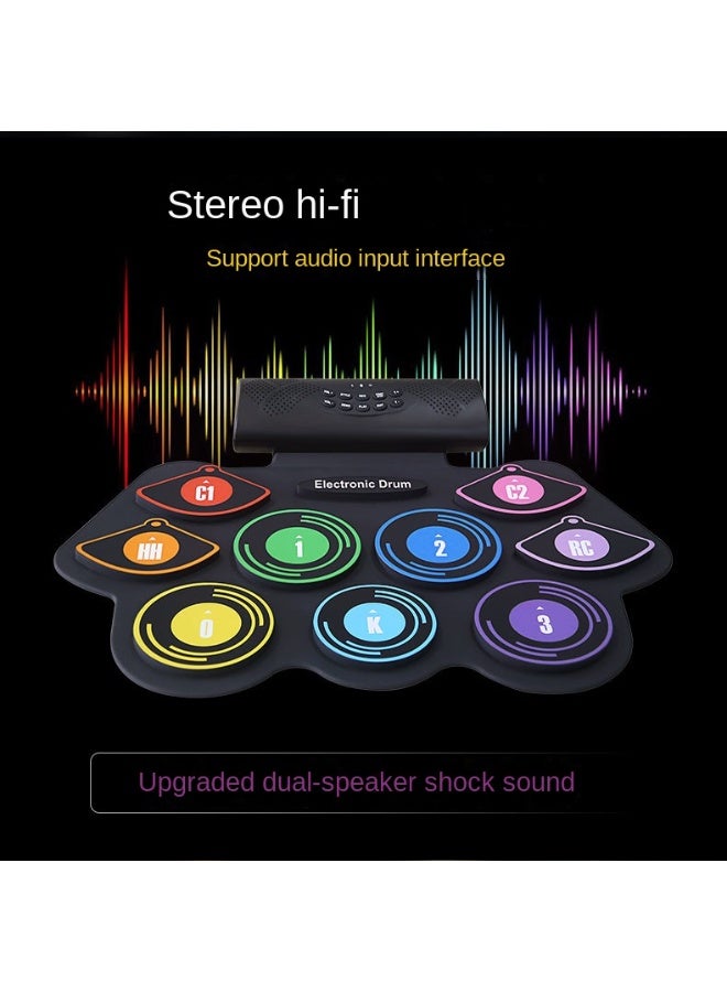 Portable drum set, 9-drum set, roll-up drum, electronic drum for adults, children and beginners - Image 5