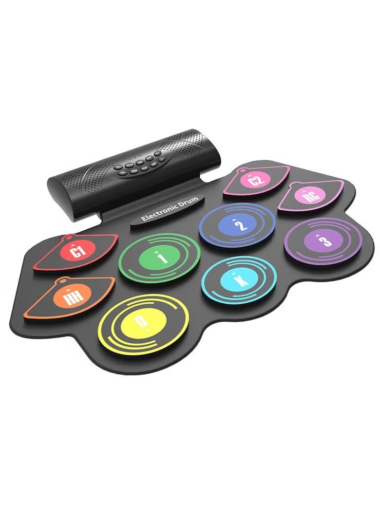 Portable drum set, 9-drum set, roll-up drum, electronic drum for adults, children and beginners - Image 2