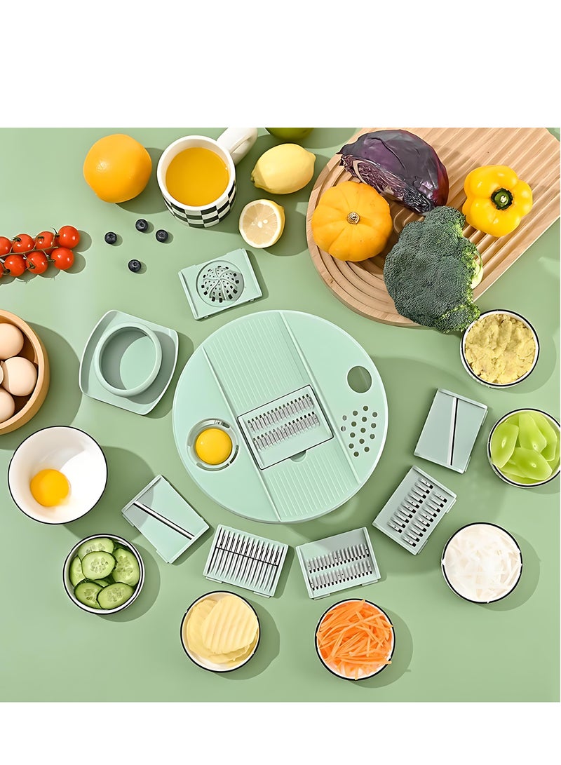 المي هومي طقم تقطيع الخضار متعدد الوظائف مع وعاء سلطة – باللون الأخضر | وعاء كبير مع غطاء، مبشرة، مقطّع، مصفاة لتحضير السلطة بسرعة في المطبخ - Image 1