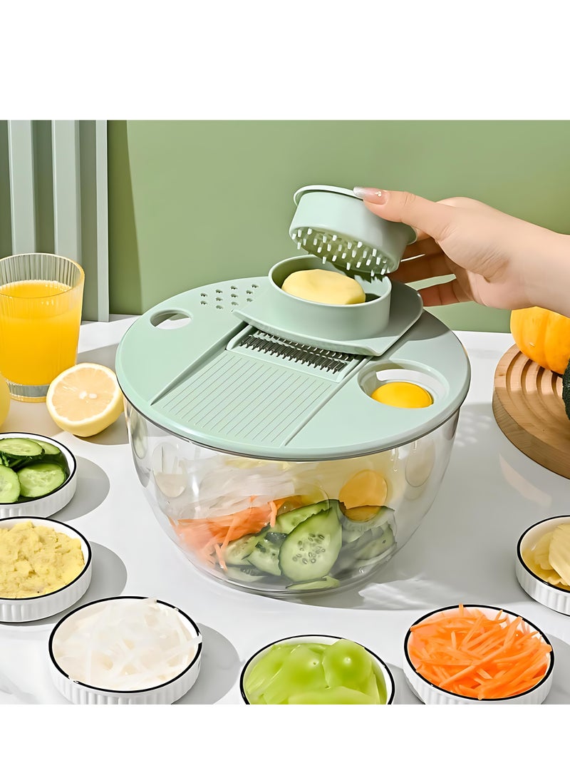 المي هومي طقم تقطيع الخضار متعدد الوظائف مع وعاء سلطة – باللون الأخضر | وعاء كبير مع غطاء، مبشرة، مقطّع، مصفاة لتحضير السلطة بسرعة في المطبخ - Image 3