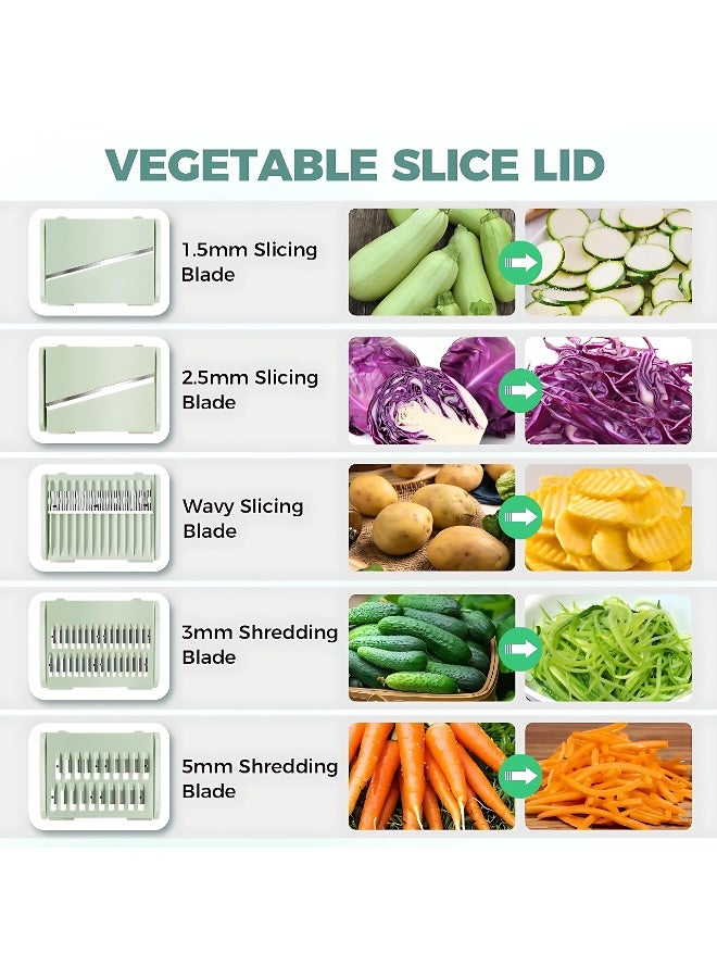 المي هومي طقم تقطيع الخضار متعدد الوظائف مع وعاء سلطة – باللون الأخضر | وعاء كبير مع غطاء، مبشرة، مقطّع، مصفاة لتحضير السلطة بسرعة في المطبخ - Image 2