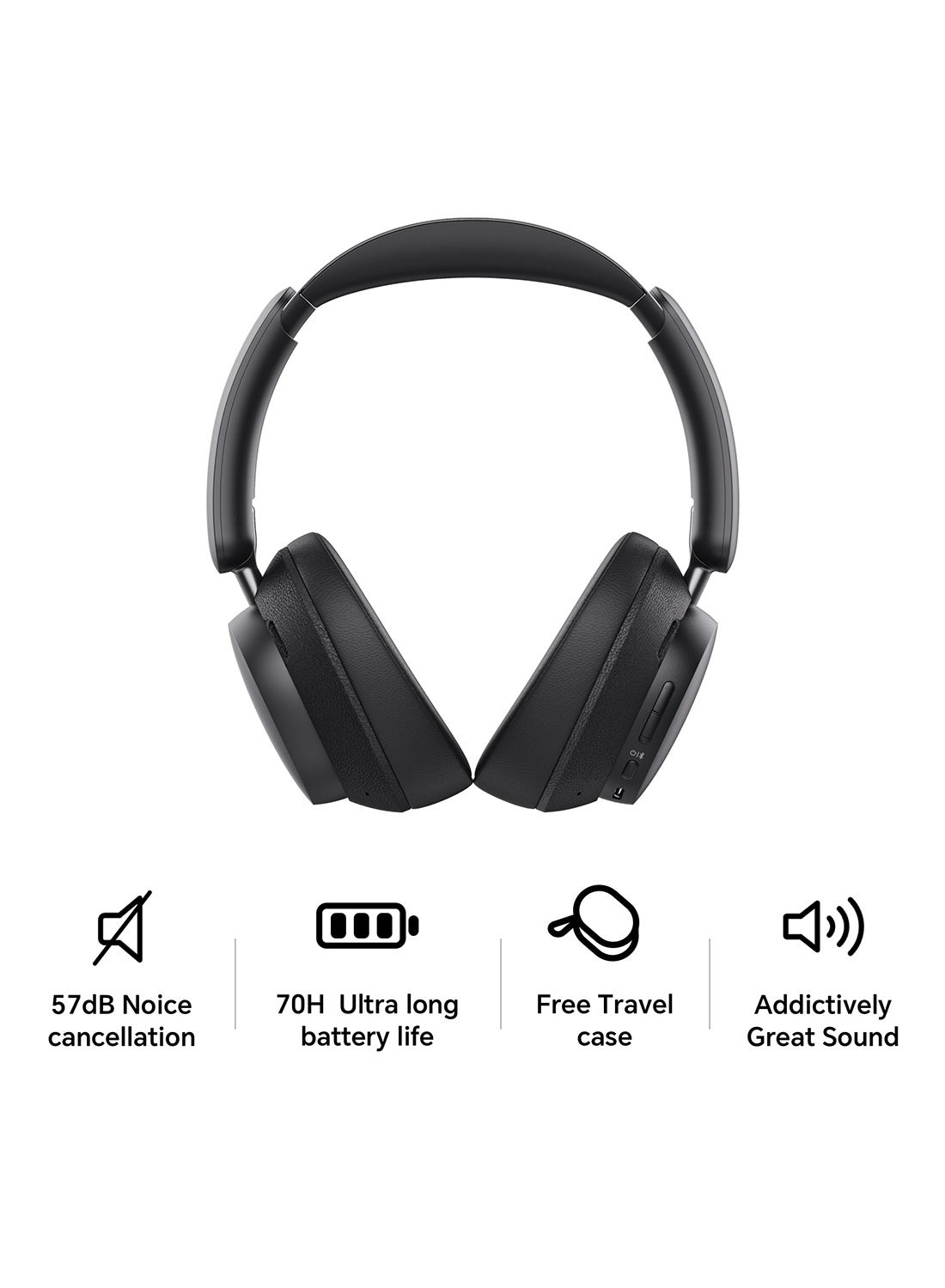 Choice Codeler Headphones 2 With 57dB Active Noise Cancellation, 70H Battery, 360° Spatial Audio, Hi-Res Sound, Game Mode & Fast Charging - Classic Black
