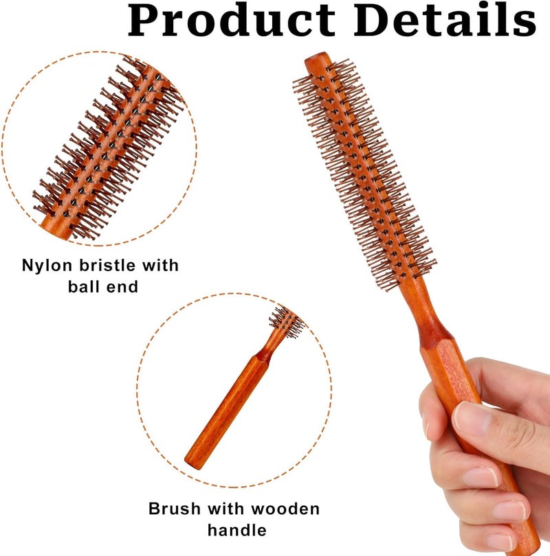 KASTWAVE 2 Pack Small Quiff Roller Brush, Small Round Brush, Portable Bristle Brush Rollers, Curling Brush with 8 Rows Nylon Bristles, Travel Curling Brush, Anti-Static Curling Roll Comb for All Hair Types - Image 3