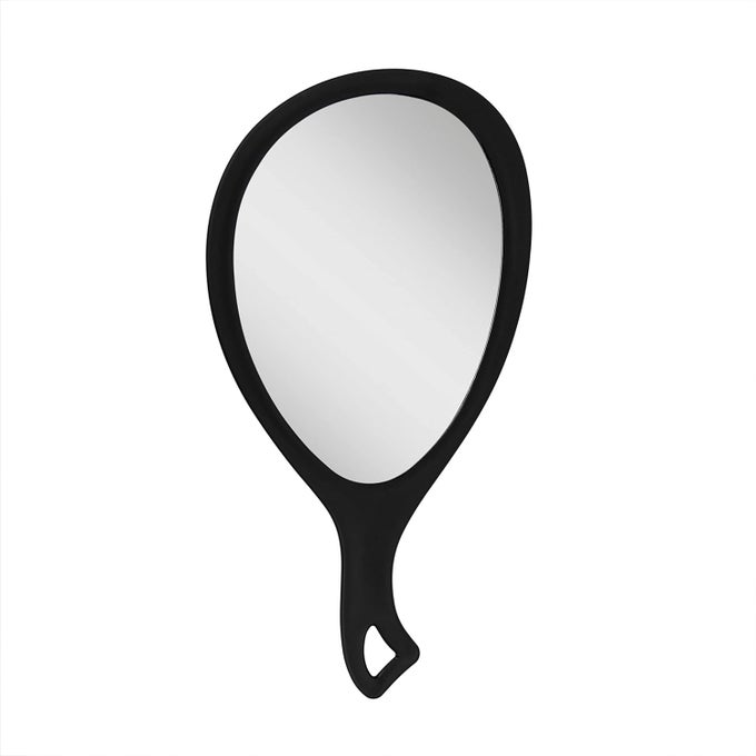 LARGE HAND MIRROR WITH HANDLE SALON MIRRORS FOR HAIR STYLIST, BIG HANDHELD MIRROR MAKEUP MIRROR WALL MOUNTED HANG (MEDIUM: 15" X 8", BLACK ONYX)
