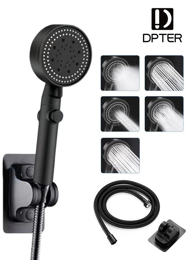 DPTER High Pressure Handheld Showerhead with Anti-Clogging Nozzles, Power Wash for Tub & Pet Cleaning, Extra Long 2M Stainless Steel Hose, No-Punch Wall Bracket - Image 1