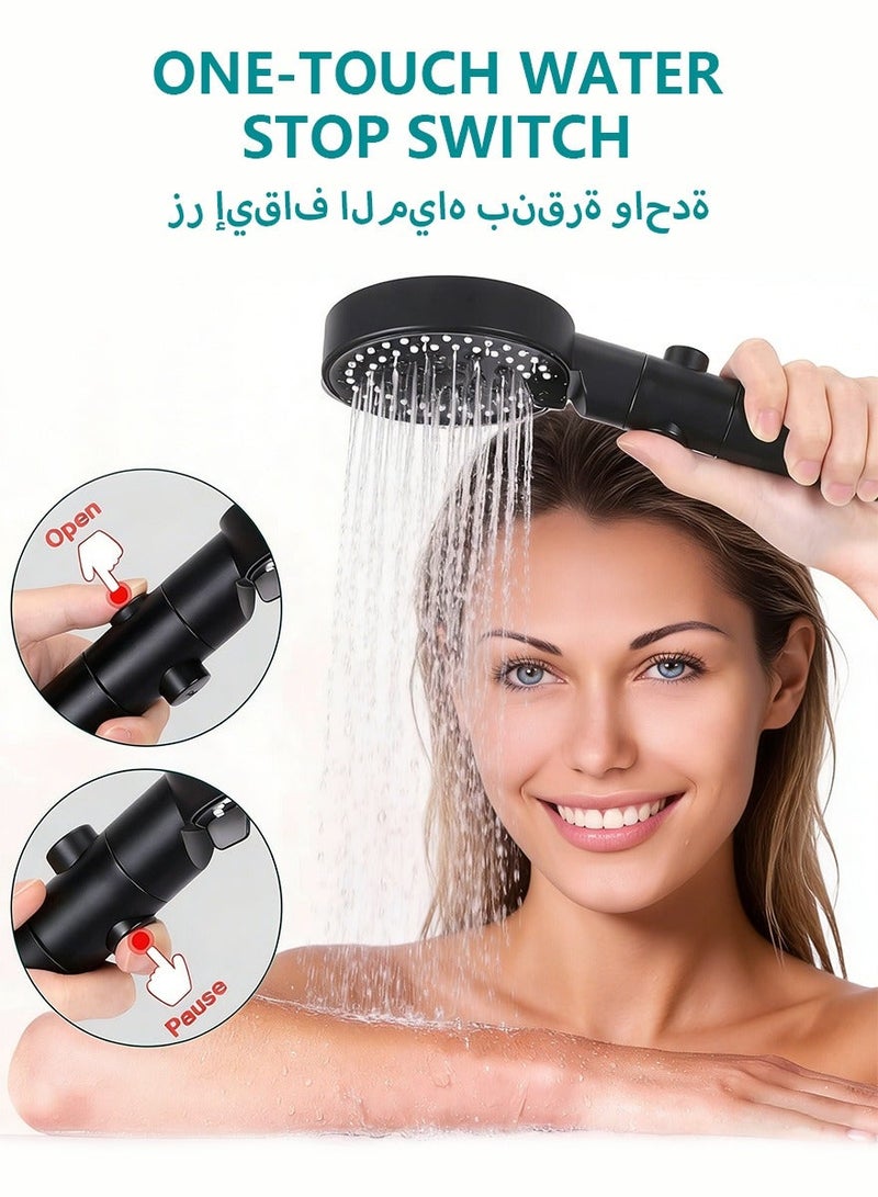 DPTER High Pressure Handheld Showerhead with Anti-Clogging Nozzles, Power Wash for Tub & Pet Cleaning, Extra Long 2M Stainless Steel Hose, No-Punch Wall Bracket - Image 5