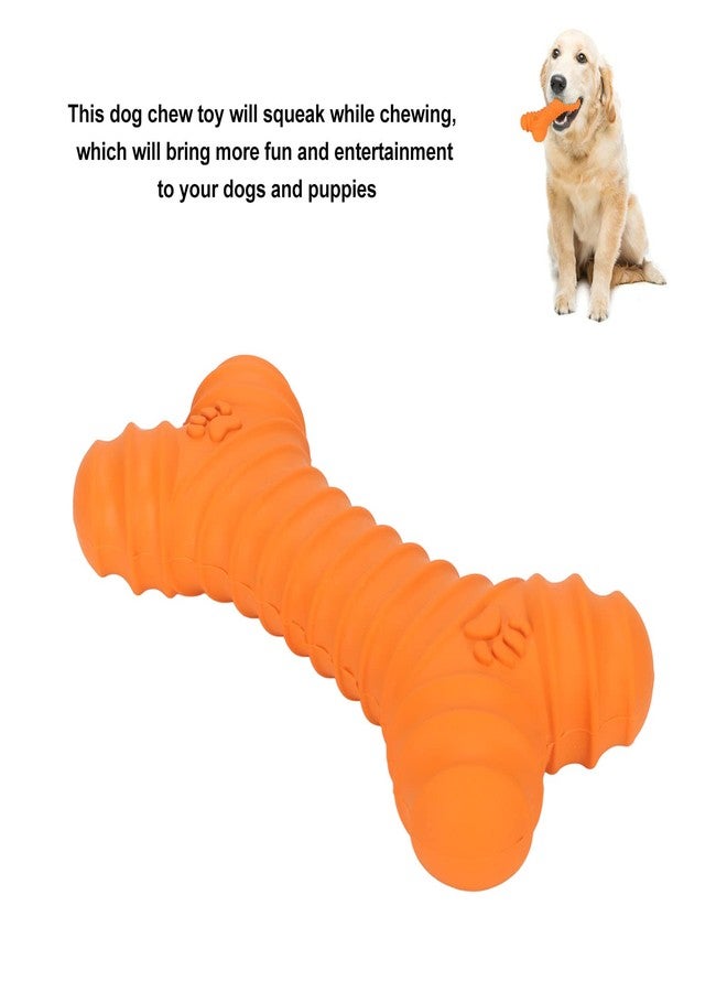 Zerodis Squeaky Dog Toy Bone Shape, Indestructible Dog Chew Toys Rubber Dog Interactive Dog Toys Dog Squeak Toys for Large Dogs Aggressive Chewers (Orange) - Image 2