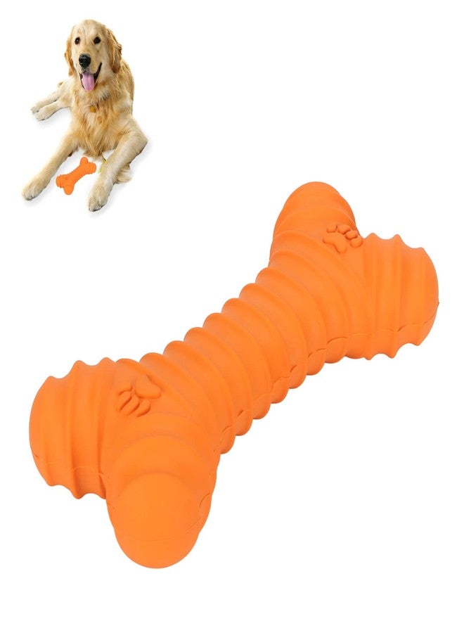 Zerodis Squeaky Dog Toy Bone Shape, Indestructible Dog Chew Toys Rubber Dog Interactive Dog Toys Dog Squeak Toys for Large Dogs Aggressive Chewers (Orange) - Image 1
