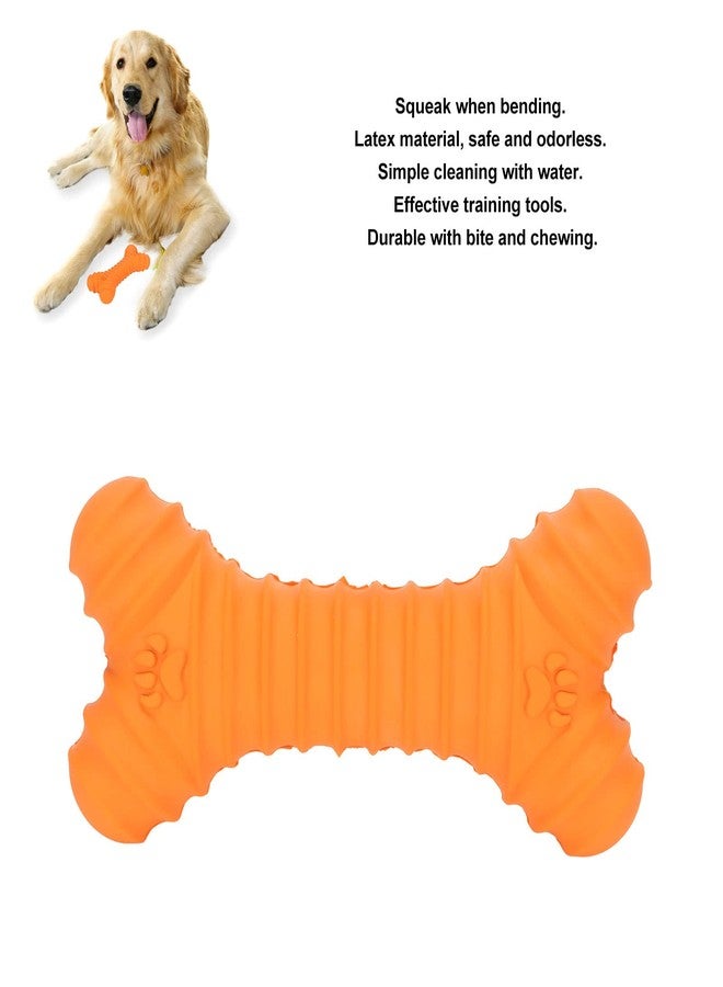Zerodis Squeaky Dog Toy Bone Shape, Indestructible Dog Chew Toys Rubber Dog Interactive Dog Toys Dog Squeak Toys for Large Dogs Aggressive Chewers (Orange) - Image 3