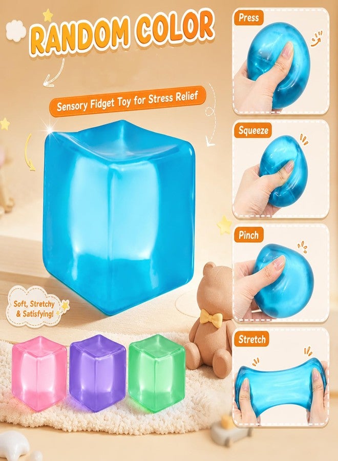 Huastyle Squishy Stress Cube Squeeze Toys for Kids Adults, Gel Filled Sugar Squishy Ice Cube Fidget Toys Slow Rising Stress Balls Sensory Toys Relief for Anxiety Autism - Image 5