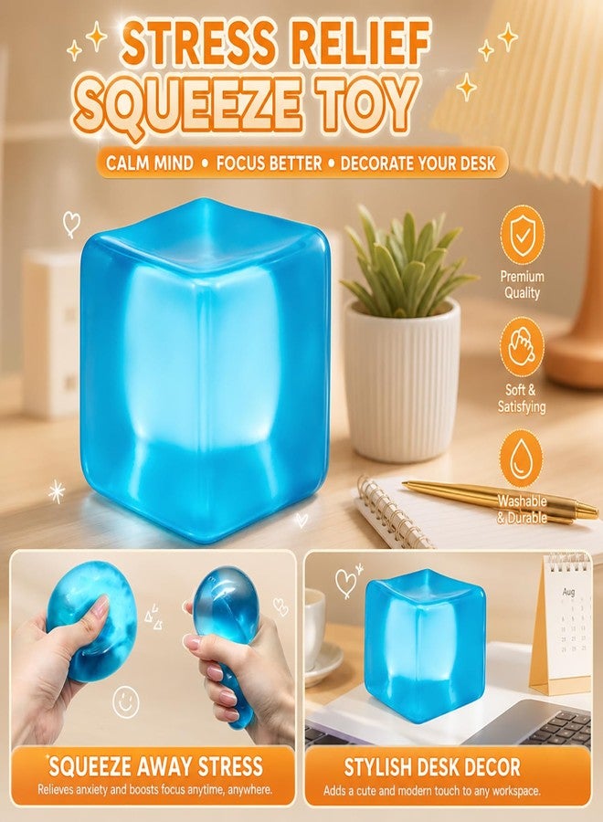 Huastyle Squishy Stress Cube Squeeze Toys for Kids Adults, Gel Filled Sugar Squishy Ice Cube Fidget Toys Slow Rising Stress Balls Sensory Toys Relief for Anxiety Autism - Image 3