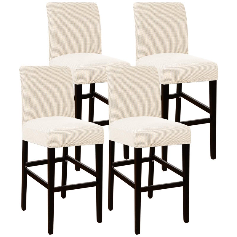 Flamingo P Stool Covers Dining Chair Seat Covers Stretch Jacquard Fabric Slipcover with Elastic Bottom Removable Set of 4 Biscotti Beige