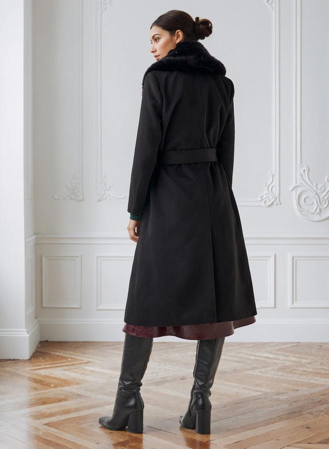 ايكونيك معطف ترنش كلاسيكي بياقة فرو صناعي قابلة للإزالة - Image 3