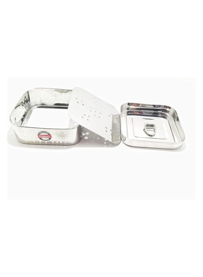 Embassy Stainless Steel Square Paneer Mould/Maker/Strainer | 400 ml | 11.5 x 11.5 cm | Size 2 | Perfect for Making Homemade Paneer/Cheese/Tofu | Dishwasher Safe - Image 2