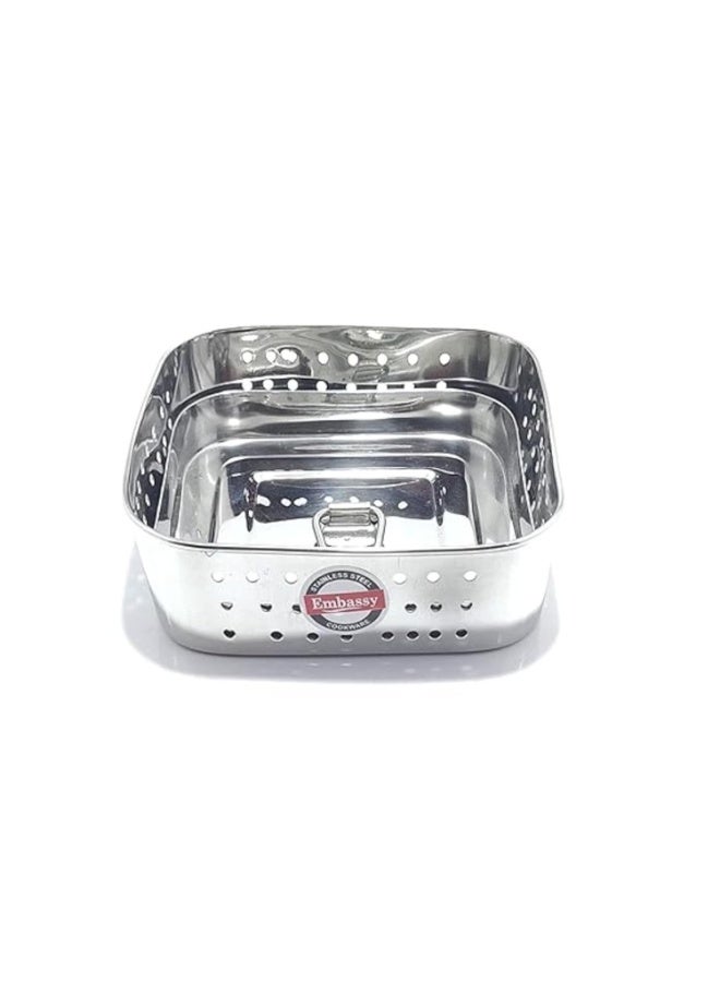 Embassy Stainless Steel Square Paneer Mould/Maker/Strainer | 400 ml | 11.5 x 11.5 cm | Size 2 | Perfect for Making Homemade Paneer/Cheese/Tofu | Dishwasher Safe - Image 1