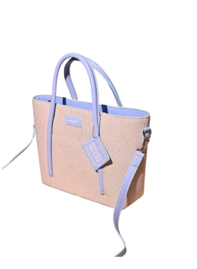 David Jones Elegant women's handbag in beige and baby blue with a handle and strap. - Image 1