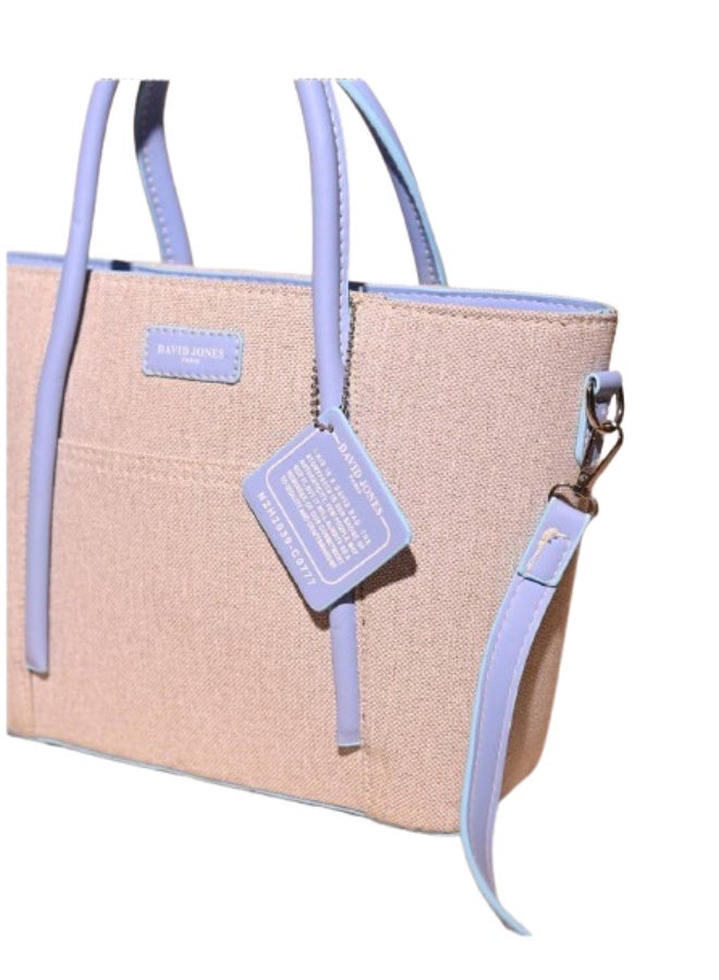 David Jones Elegant women's handbag in beige and baby blue with a handle and strap. - Image 2