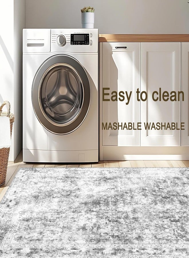 LOOMY 2x3 Washable Rug for Kitchen & Bedroom Floor or Entryway, Soft Indoor Mat for Inside House, Small Throw Carpet Bathroom Rug, Gray Carpet - Image 5