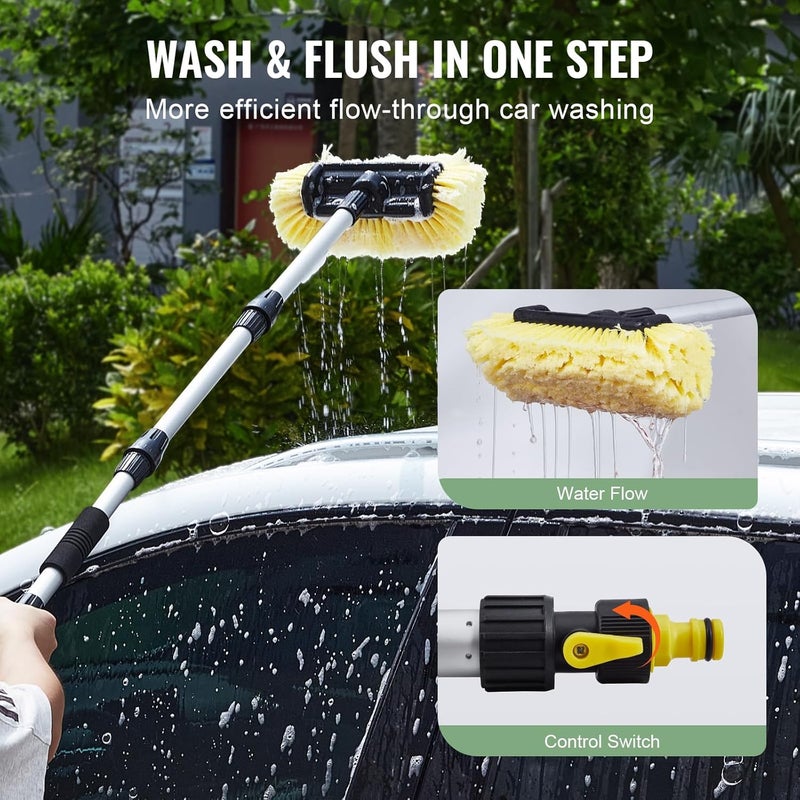 VEVOR Car Wash Brush, 66.7-Inch Extendable Car Washing Brush with Long Handle, 12" Scratch-Free Soft PVC Bristle Head, Flow-Thru Car Cleaning Mop Kit with Water Hose Attachment for Car RV Boat Fine polished finish - Image 5