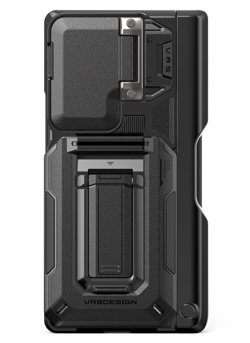 VRS Design D-Wallet Origin S Samsung Galaxy Z Fold 6 Case Cover [S-Pen Holder edition] Wallet with Semi Automatic Card Holder Slot [2 Cards] & Camera Lens Protector Kickstand (Pen NOT included) - Metallic Red  - Image 2