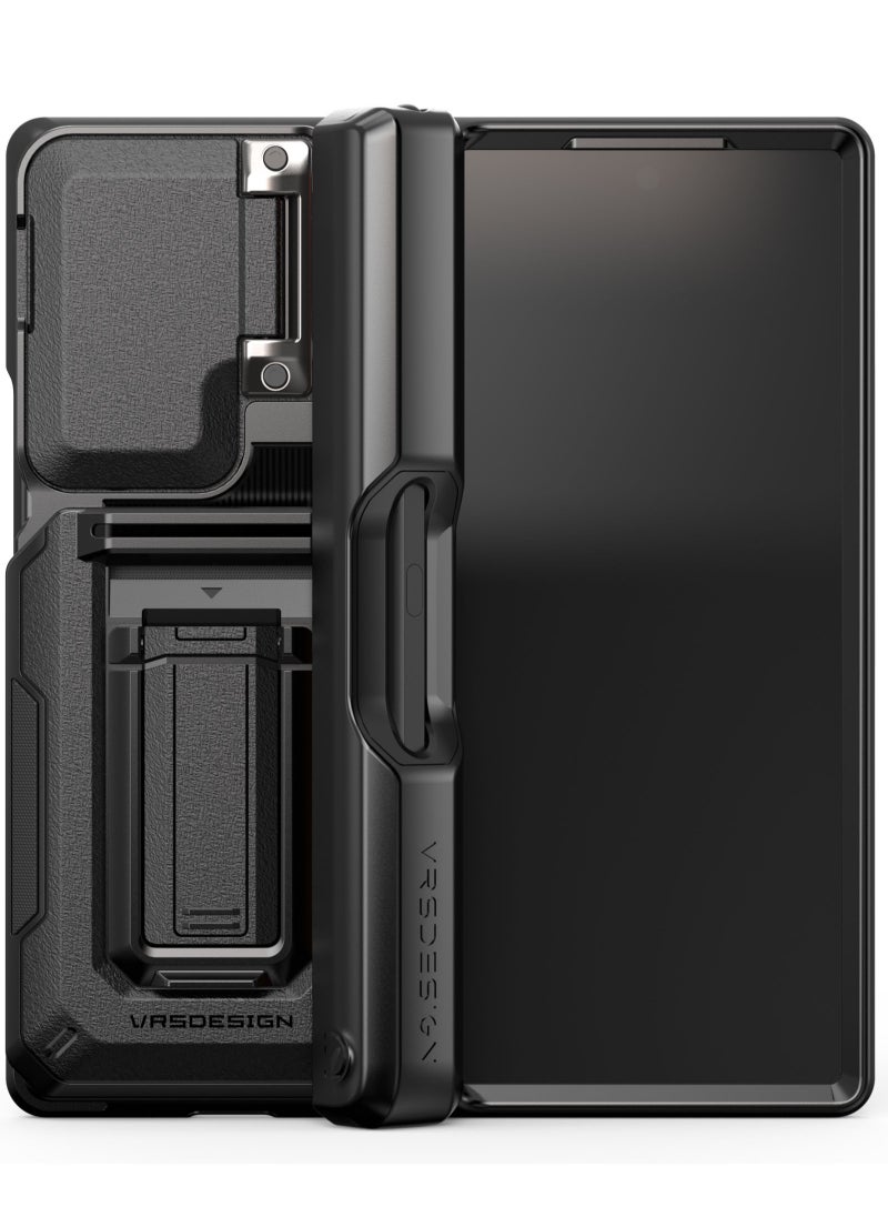 VRS Design D-Wallet Origin S Samsung Galaxy Z Fold 6 Case Cover [S-Pen Holder edition] Wallet with Semi Automatic Card Holder Slot [2 Cards] & Camera Lens Protector Kickstand (Pen NOT included) - Metallic Red  - Image 5