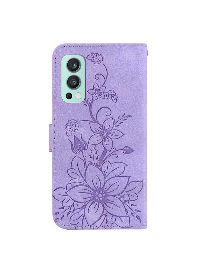 erorex Case For OnePlus Nord 2 5G Lily Embossed Leather Phone Case  - Image 3