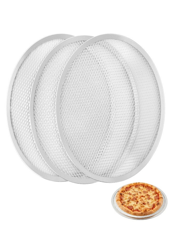 XZZWLL 12 Inch Pizza Screen (3-Pack), Seamless Aluminum Pizza Baking Tray for Oven, Commercial Grade Mesh Pizza Pan, Round Metal Baking Sheet Steel Alternative for Crispy Crust - Image 1