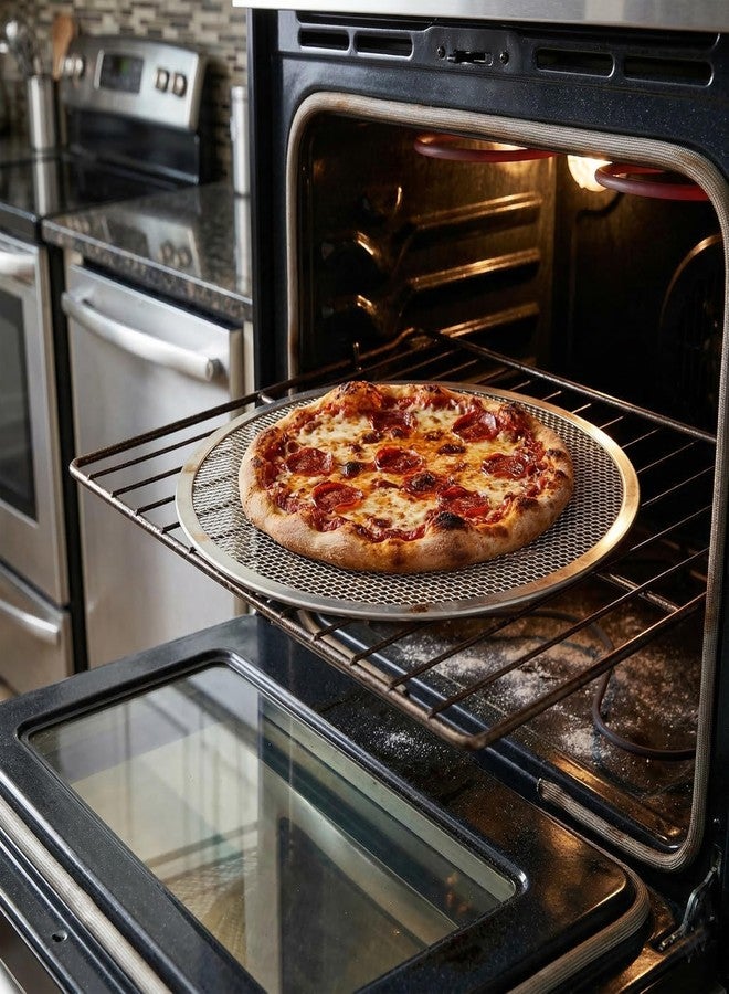 XZZWLL 12 Inch Pizza Screen (3-Pack), Seamless Aluminum Pizza Baking Tray for Oven, Commercial Grade Mesh Pizza Pan, Round Metal Baking Sheet Steel Alternative for Crispy Crust - Image 5