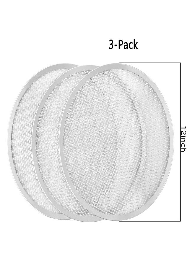 XZZWLL 12 Inch Pizza Screen (3-Pack), Seamless Aluminum Pizza Baking Tray for Oven, Commercial Grade Mesh Pizza Pan, Round Metal Baking Sheet Steel Alternative for Crispy Crust - Image 2