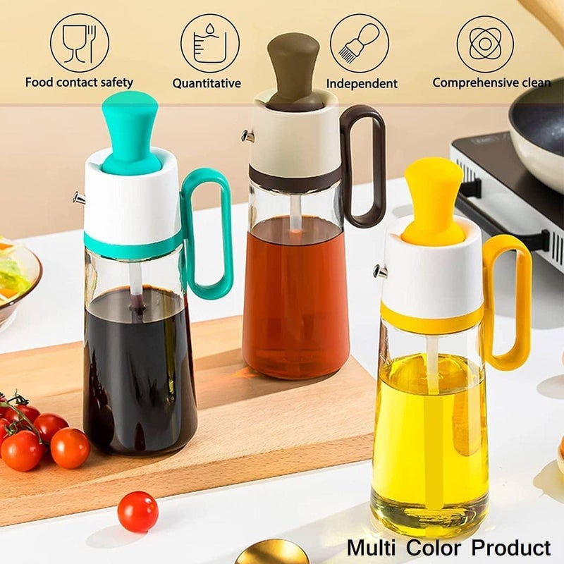 Ezalla Glass Cooking Olive Oil Dispenser Bottle for Kitchen with Brush Pour Brush Squeeze Oil 3 in 1 Silicone Dropper Measuring Oil Dispenser for Cooking Fry Baking BBQ Mothers Day Gift PACK OF 1 - Image 5