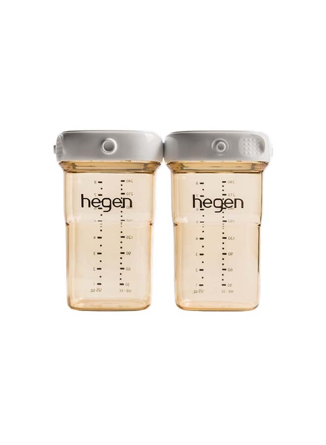hegen 240ml/8oz Breast Milk Storage Containers Press-to-Close,Twist-to-Open (PCTO™) One-Hand Closure,BPA-Free, Airtight PPSU(Polyphenylsulfone) Bottle,Snap-On Buttons,Dishwasher & Freezer Safe, 2 Pack - Image 1